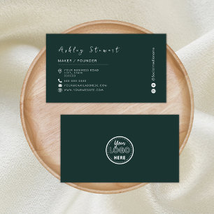 Minimalist Dark Green Professional Branding Logo Business Card