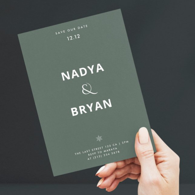 Minimalist Dark Green QR Code Winter Wedding Invit Invitation (Creator Uploaded)