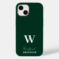 Minimalist Dark Green Stylish Monogram Custom Name