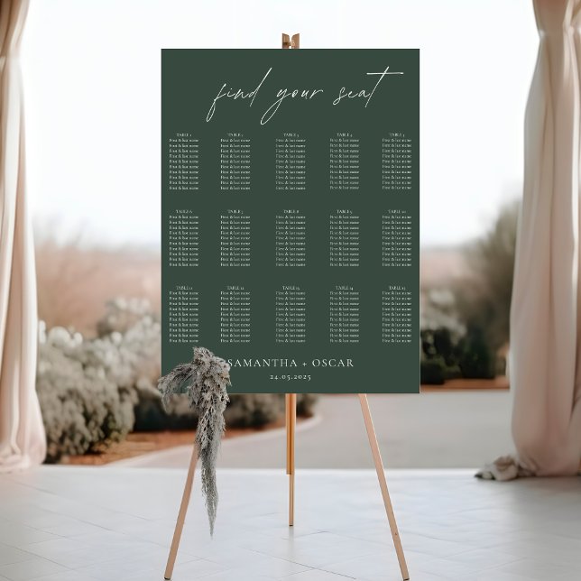 Minimalist Dark Green Wedding Seating Chart (Creator Uploaded)