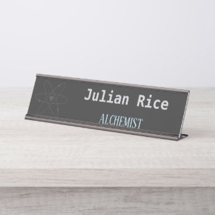 Minimalist dark grey desk name plate