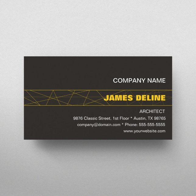 Minimalist Dark Grey Gold Architect Business Card (Creator Uploaded)