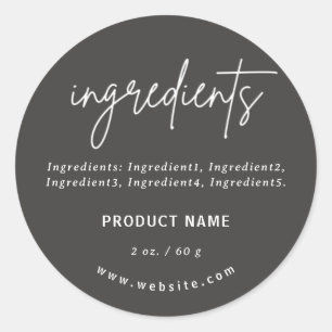 Minimalist Dark Grey Ingredients Product Label