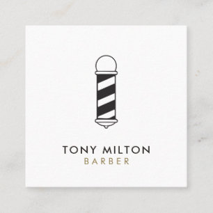 Minimalist Dark Grey White Barber Pole Square Business Card