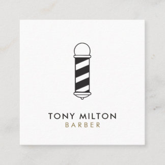 Minimalist Dark Grey White Barber Pole  Square Business Card