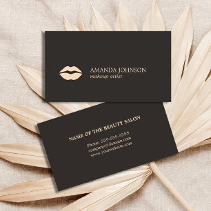 Minimalist Dark Light Pink Lips Makeup Artist Business Card