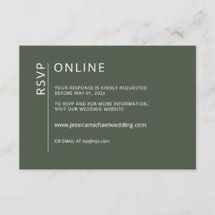 Minimalist Dark Moss Green Online RSVP Card