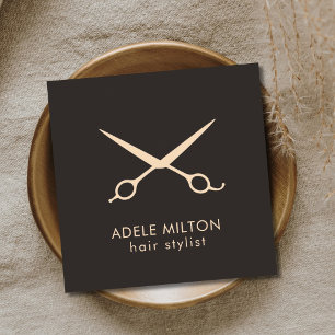 Minimalist Dark Pastel Scissors Hairstylist Square Business Card