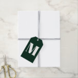 Minimalist dark pine green custom monogram initial gift tags<br><div class="desc">Minimalist dark pine green and white custom monogram initial elegant modern Gift Tags</div>