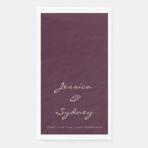 Minimalist Dark Plum Script Wedding Custom Napkin