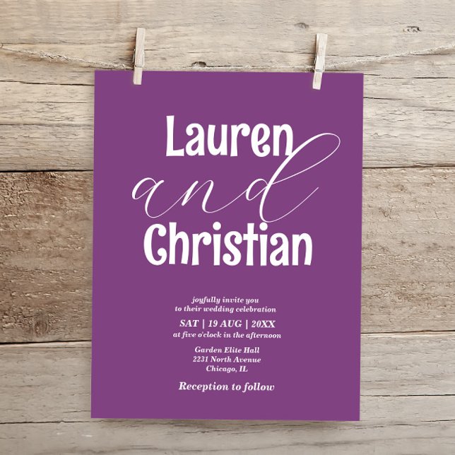 Minimalist  Dark Purple  Scripture Wedding  Invita Invitation (Creator Uploaded)