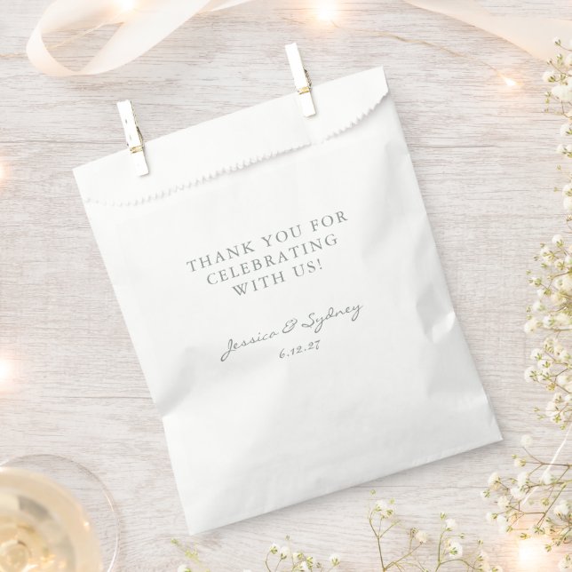 Minimalist Dark Sage Green Script Custom Thank You Favour Bags (Clipped)