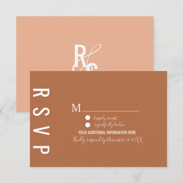 Minimalist Dark Terracotta Bohemian RSVP Invitation (Front/Back)