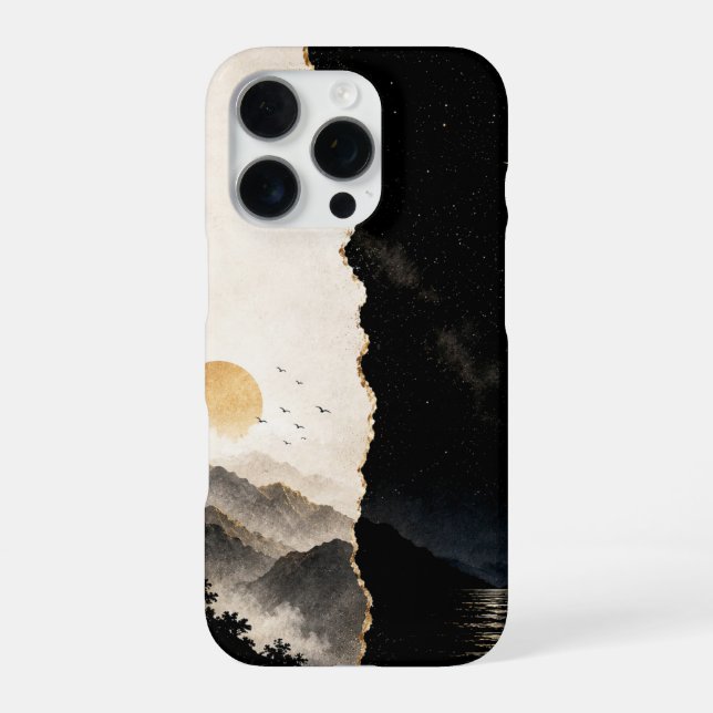 Minimalist Day & Night Landscape Phone Case Design (Back)