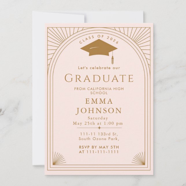  Minimalist Deco chic Graduation Party Invitation (Front)