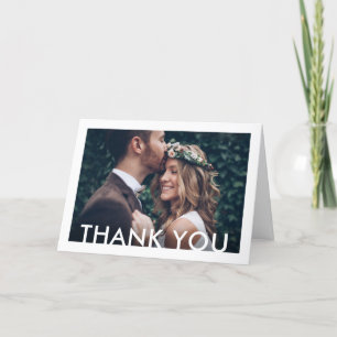 Minimalist Deco Typography 2 Photo Folded Wedding Thank You Card