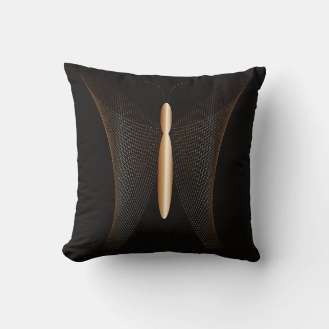 Minimalist decorative pillow with golden butterfly (Front)