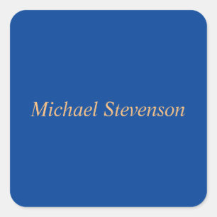 Minimalist Deep Blue Modern Plain Square Sticker