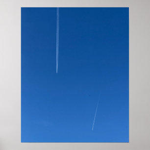 Minimalist Deep Blue Sky Contrails Poster