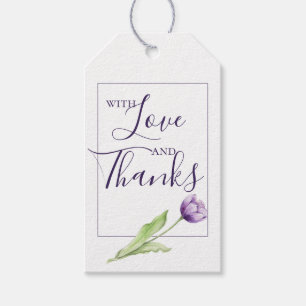 Minimalist Deep Purple Single Tulip Wedding Gift Tags