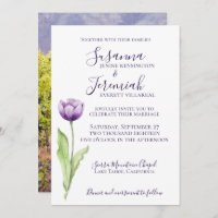 Minimalist Deep Purple Single Tulip Wedding Photo