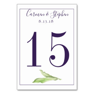 Minimalist Deep Purple Single Tulip Wedding Table Number