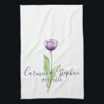 Minimalist Deep Purple Single Tulip Wedding Tea Towel<br><div class="desc">Give the Happy Couple a gift that will always remind them of their Big Day! This minimal, yet elegant, deep purple design is the perfect gift to match our Tulip Wedding suite! The single tulip, with its simple charm and inimitable beauty, will add that touch you're looking for. Fully customisable:...</div>