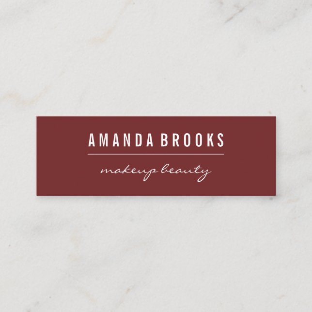 Minimalist Deep Red Mini Business Card (Front)