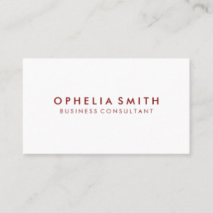 Minimalist Deep Red Text Business Card