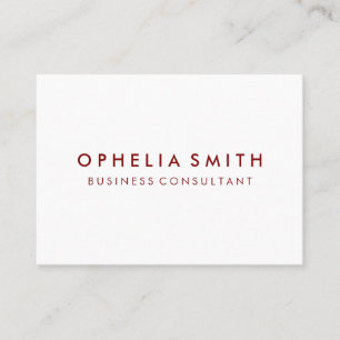 Minimalist Deep Red Text Business Card