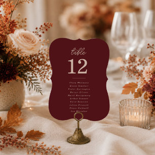 Minimalist Deep Wine Seating Chart Table Cards