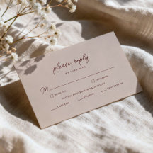 Minimalist Deep Wine Wedding RSVP Card
