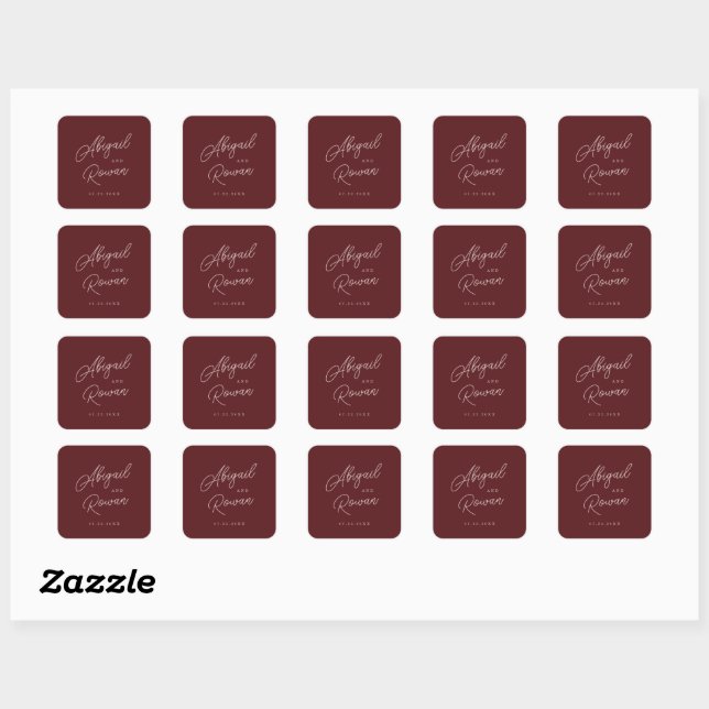 Minimalist Deep Wine Wedding Sticker (Sheet)