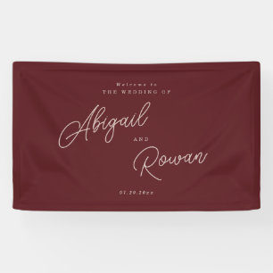 Minimalist Deep Wine Wedding Welcome Banner