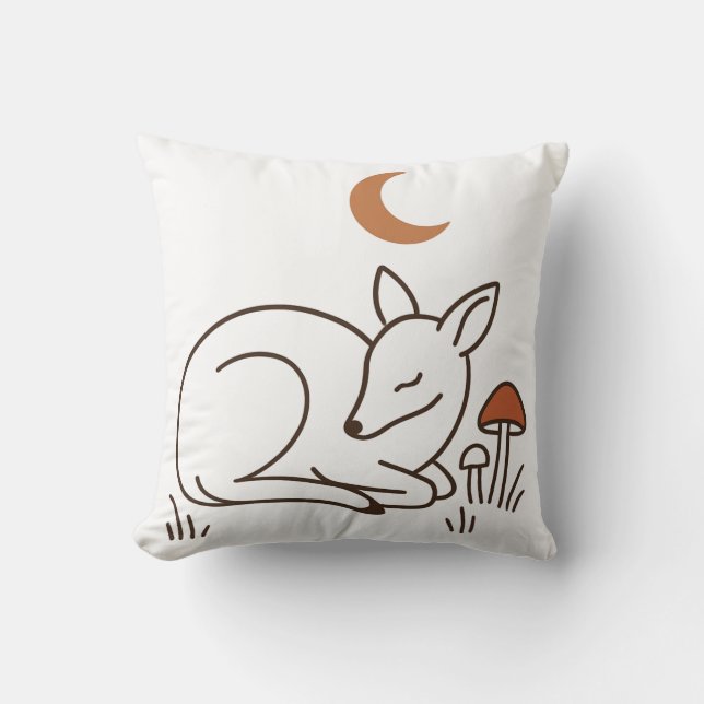 Minimalist Deer Moon Night Art Cushion (Front)