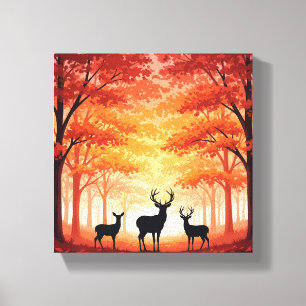 Minimalist Deer Silhouettes Wall Art – Autumn Fore