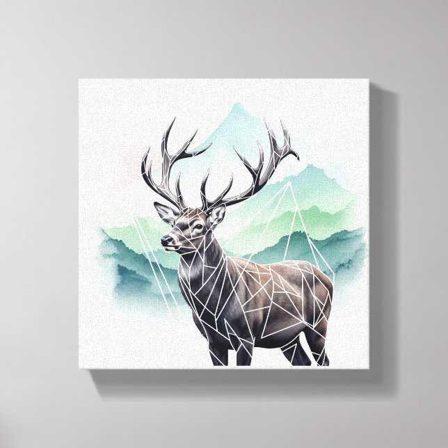 Minimalist Deer Wall Art Canvas – Geometric Line A (Front)