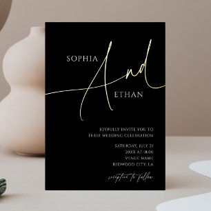 Minimalist Delicate Calligraphy Black Wedding