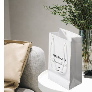 Minimalist Delicate Script & Heart Bridesmaid Small Gift Bag