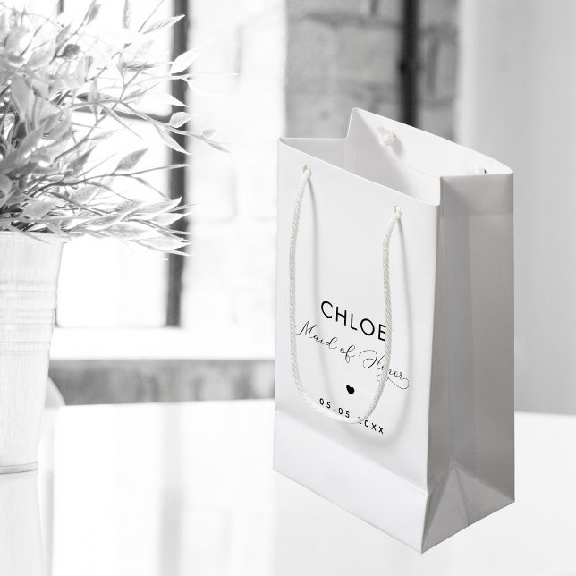Minimalist Delicate Script & Heart Maid of Honour Small Gift Bag (Creator Uploaded)