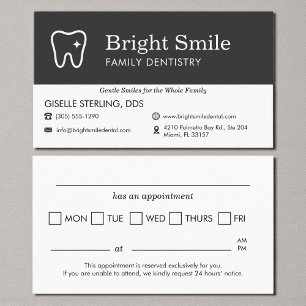Minimalist Dental Appointment Reminder Tooth Logo Business Card