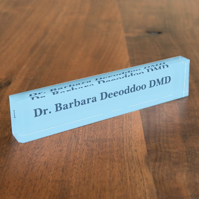 Minimalist Dentist Blue Name Plate (Side)