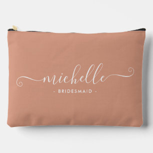 Minimalist Desert Coral Personalised Bridesmaid Accessory Pouch