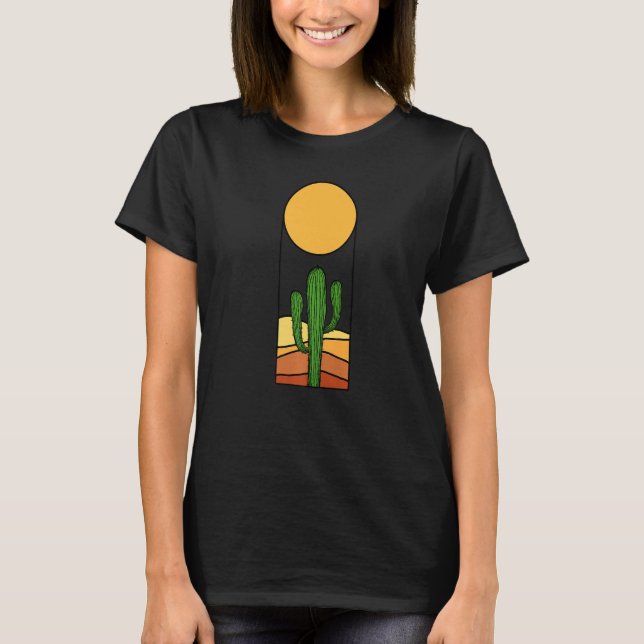 Minimalist desert landscape with cactus T-Shirt (Front)
