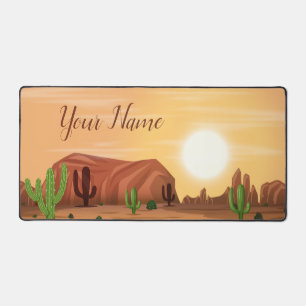 Minimalist Desert Scene Evening Sunset  Desk Mat