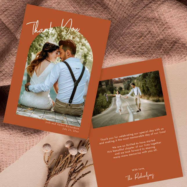 Minimalist desert theme terra cotta thank you card (Creator Uploaded)