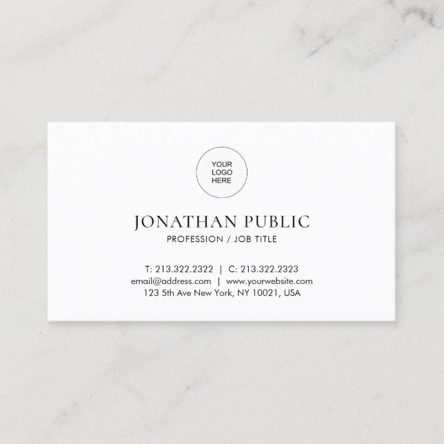 Minimalist Design Add Logo Here Template Modern Business Card (Front)