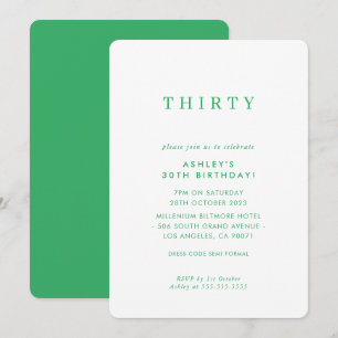 MINIMALIST design birthday chic modern kelly green Invitation
