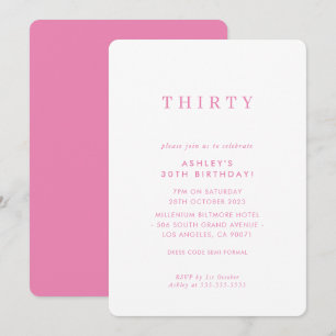 MINIMALIST design birthday chic modern pretty pink Invitation