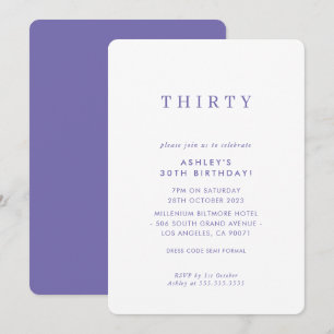 MINIMALIST design birthday chic modern purple Invitation